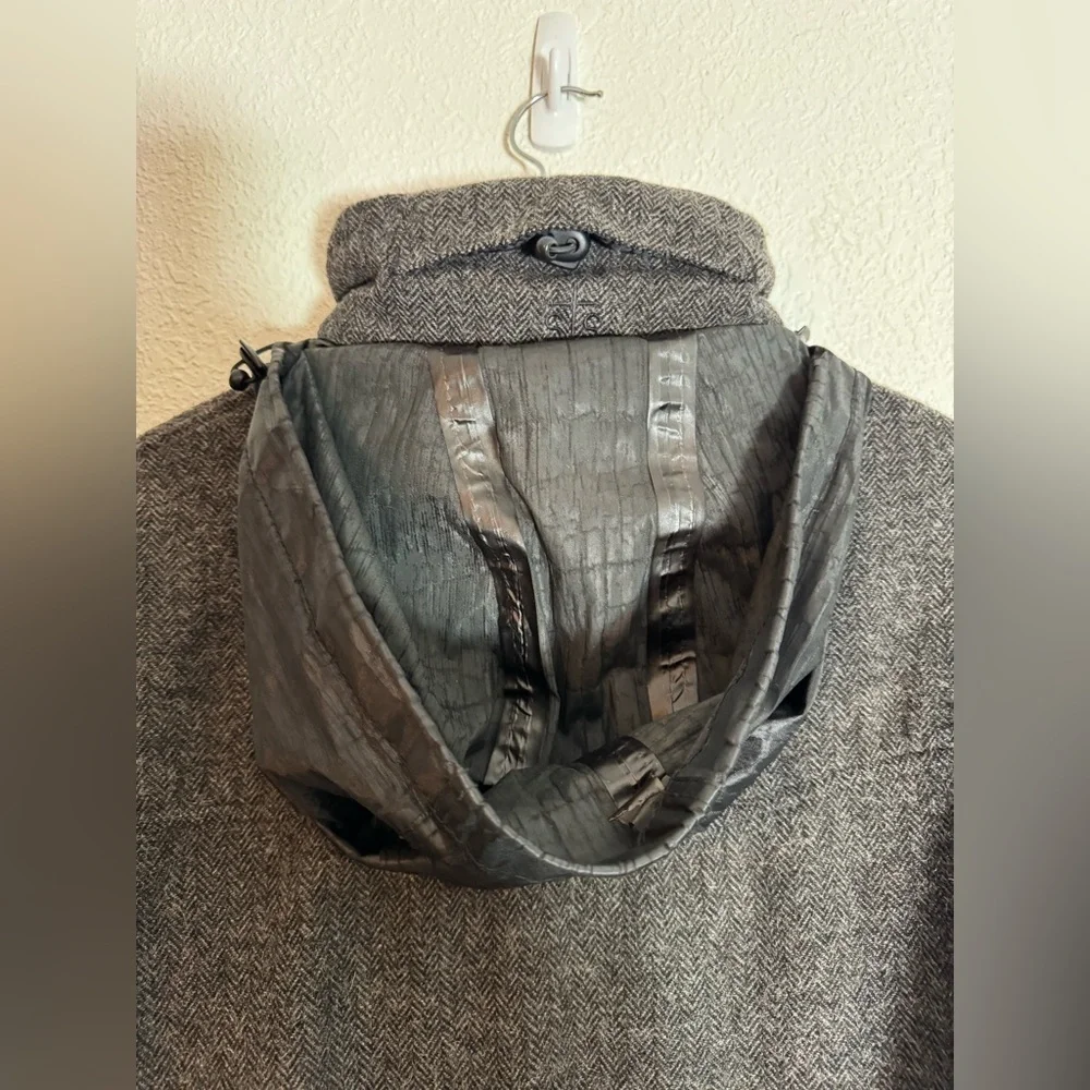 STS Ranch Wear wool blend Men's Gray coat Jacket hidden hood Medium